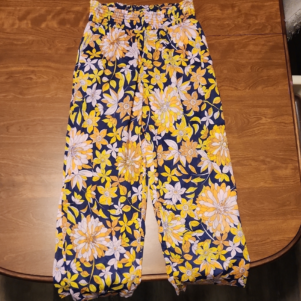 J. Crew Yellow and Blue Patterned Pants